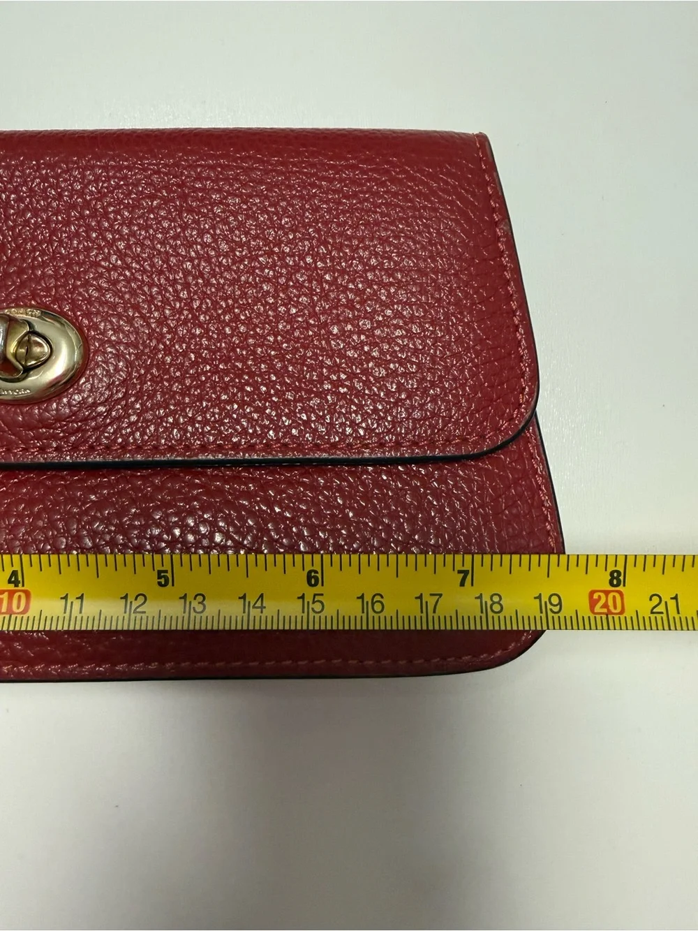 Coach Red Pebbled Leather Turnlock Wristlet Clutch